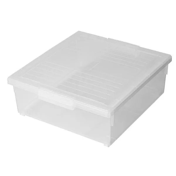 DVDボックス 収納ケース 約幅42.5cm 8個セット ふた付き プラスチックケース 仕切り板・キャスター付き いれと庫ワイド ベッド下
