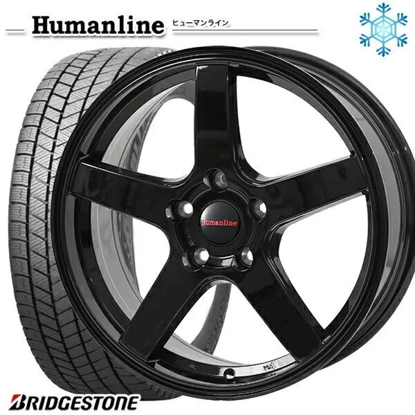 225/50R17インチ ブリヂストン ブリザック VRX3 5H114.3 スタッドレスタイヤホイール4本セット ヒューマンライン HS09 BK