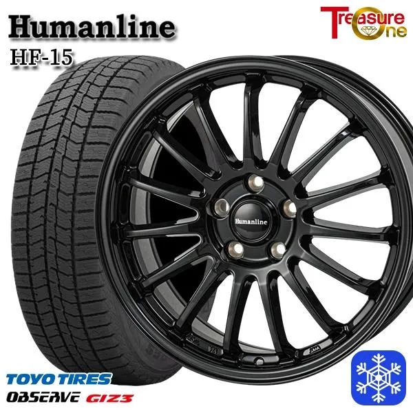 205/55R16インチ TOYO トーヨー オブザーブ ギズ3 GIZ3 5H114.3 スタッドレスタイヤホイール4本セット ヒューマンライン HF15 BK