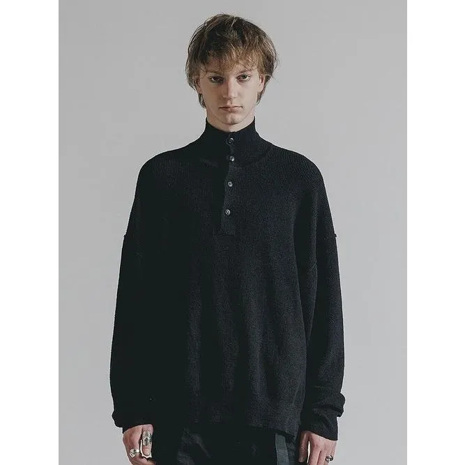 (予約品）8〜9月入荷予定/The Viridi-anne・ザ ヴィリディアン/HIGH-GAUGE HENRY SWEATER/BLACK