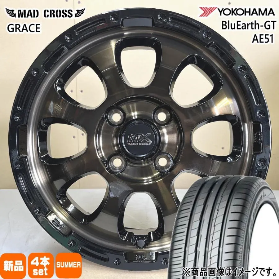 イグニス クロスビー ラクティス100系  ヨコハマ 175/60R16 82H BluEarth-GT AE51 夏用 サマータイヤ MAD CROSS GRACE 16インチ
