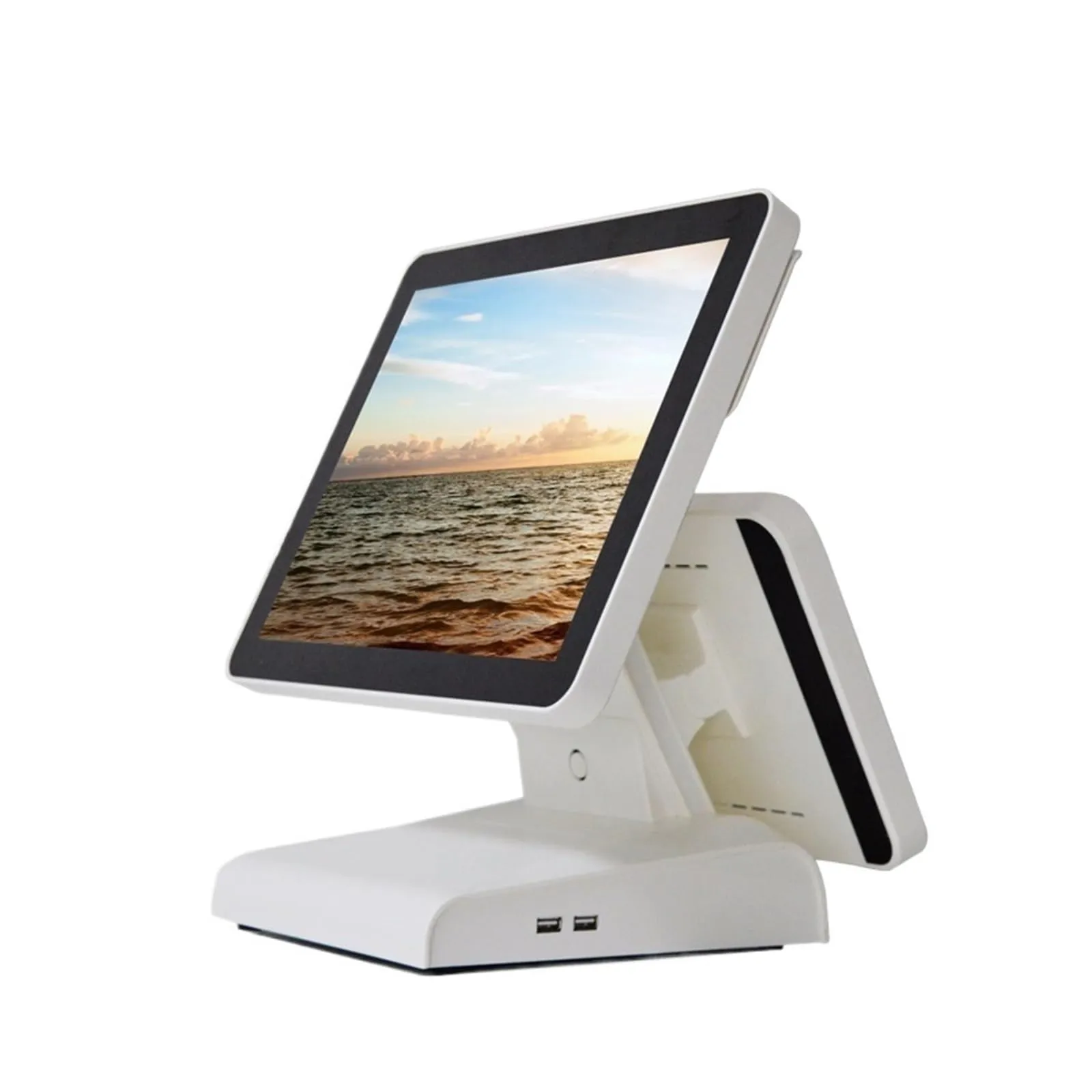 【中古】(非常に良い)レジスター本体、 POS システム 15 インチ デュアル ディスプレイ、12 インチ カスタマー スクリーン付き オールインワン PC キャッシュ レジスター POS 請求機 HS-B156-2(