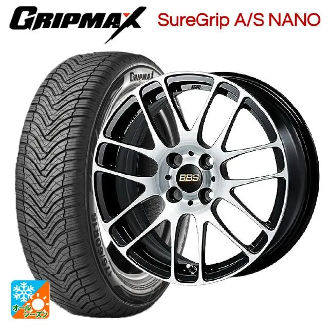送料無料 オールシーズンタイヤホイールセット 225/65R17 106V XL グリップマックス シュアグリップ A/S ナノ ブラックレター BB
