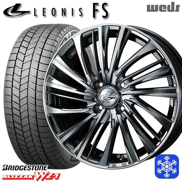 195/45R17インチ ブリヂストン ブリザック WZ-1 WZ1 4H100 スタッドレスタイヤホイール4本セット ウェッズ レオニス FS BMCMC
