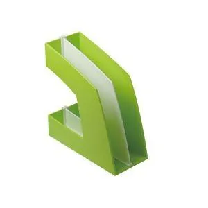 (まとめ)ファイルボックス(仕切り付) A4タテ グリーン 10個