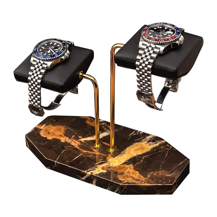 【並行輸入品】時計スタンド   2つの時計手作り時計ホルダー (ミッドナイトポートロ) Watch stand watch display st