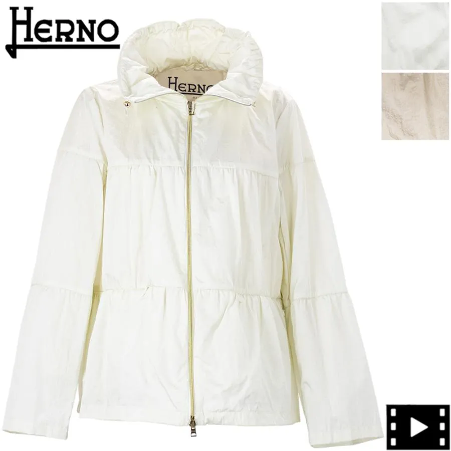 ヘルノ ブルゾン レディース 軽量 撥水ナイロン スタンドカラー ティアードブルゾン HERNO GI000404D HER 12701