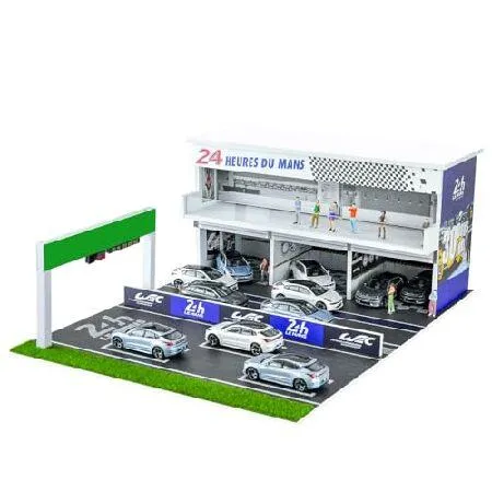 cxiiuui Le Mans 24-Hour Endurance Race Light Version Track Scene Display Case with LED Light 1/64 Scale Parking Garage Diecast Car Show Case 10 Parkin