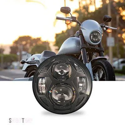 互換品 ハーレー ダビッドソン ブラック 5-3/4\" 5.75\" LEDヘッドライト ハイビーム/ロービーム 12V 24V スポーツスター XL 883 1200 ダイナ用