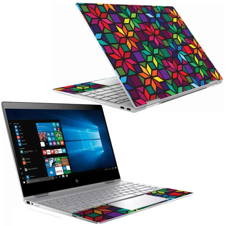 MightySkins HP Spectre x360 13インチ (2018)用ビニールスキン「Stained Glass Window」着脱簡単