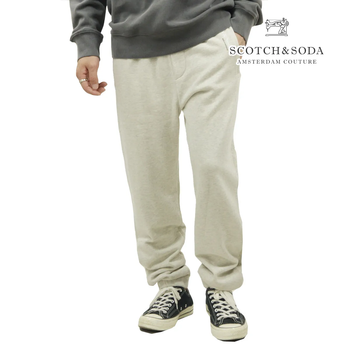 スコッチアンドソーダ メンズ スウェットパンツ 正規販売店 SCOTCH＆SODA オーガニックコットン ボトムス ORGANIC COTTON-FELPA SWEATPANT 163679 0606 GREY MELANGE