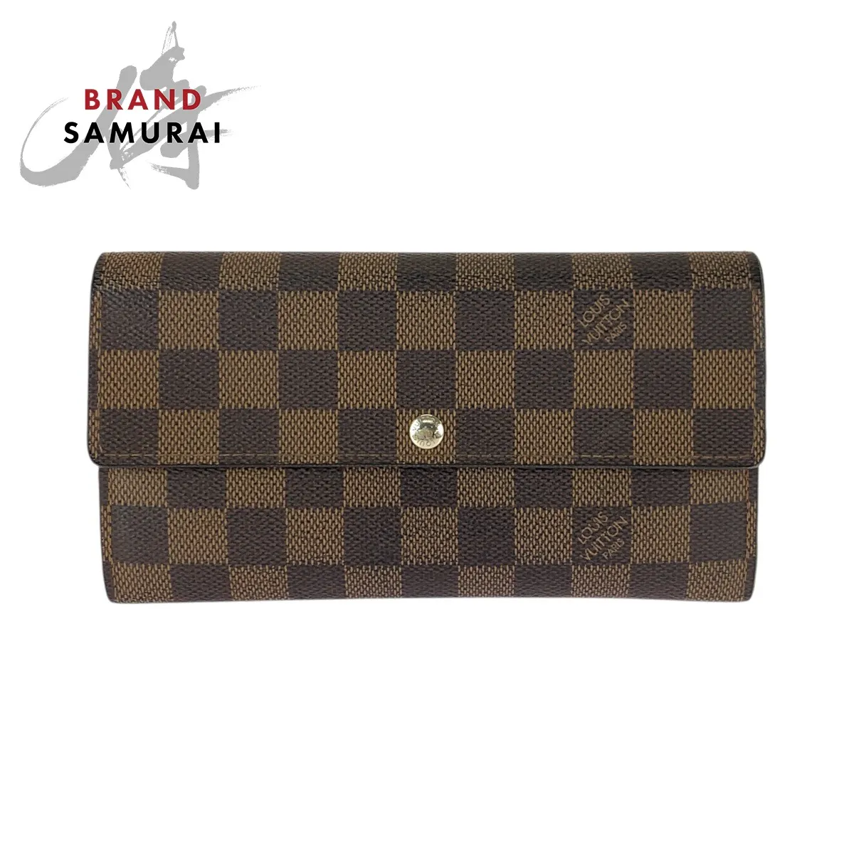 LOUIS VUITTON ルイヴィトン ダミエ エベヌ ポルトフォイユ サラ ブラウン ゴールド金具 PVC N61734 長財布 ロングウォレット メンズ 600872 【中古】