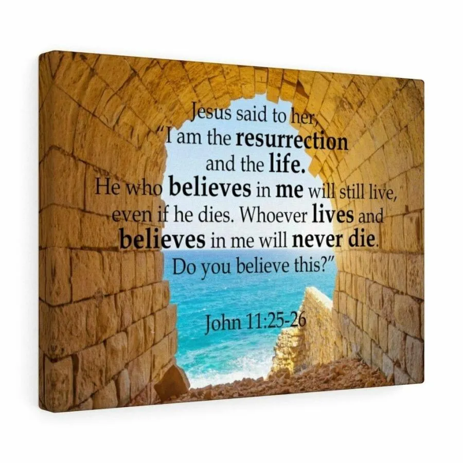 パネルアート Scripture Canvas I Am The Resurrection John 11:25-26 Christian Wall