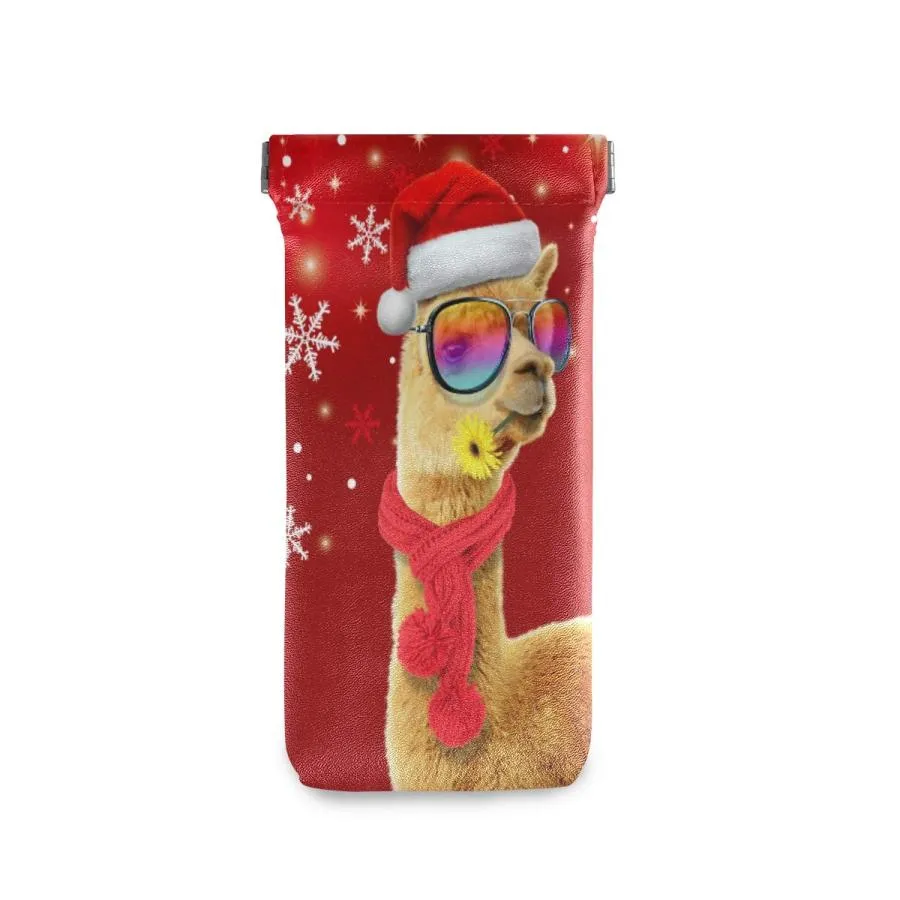 【並行輸入品】MOYYO Animal Christmas Llama Alpaca Eyeglass Pouch Squeeze Top P