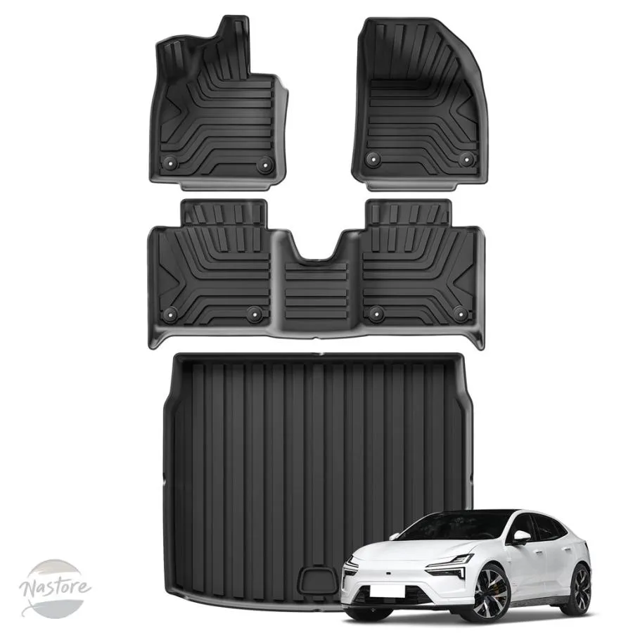 並行輸入品 ポールスター用カーフロアマット、カーゴライナー、トランクパッド、tpe、3Dフットマット、防水、無臭トレイセット、黒、左ラダー、4、2023、2024