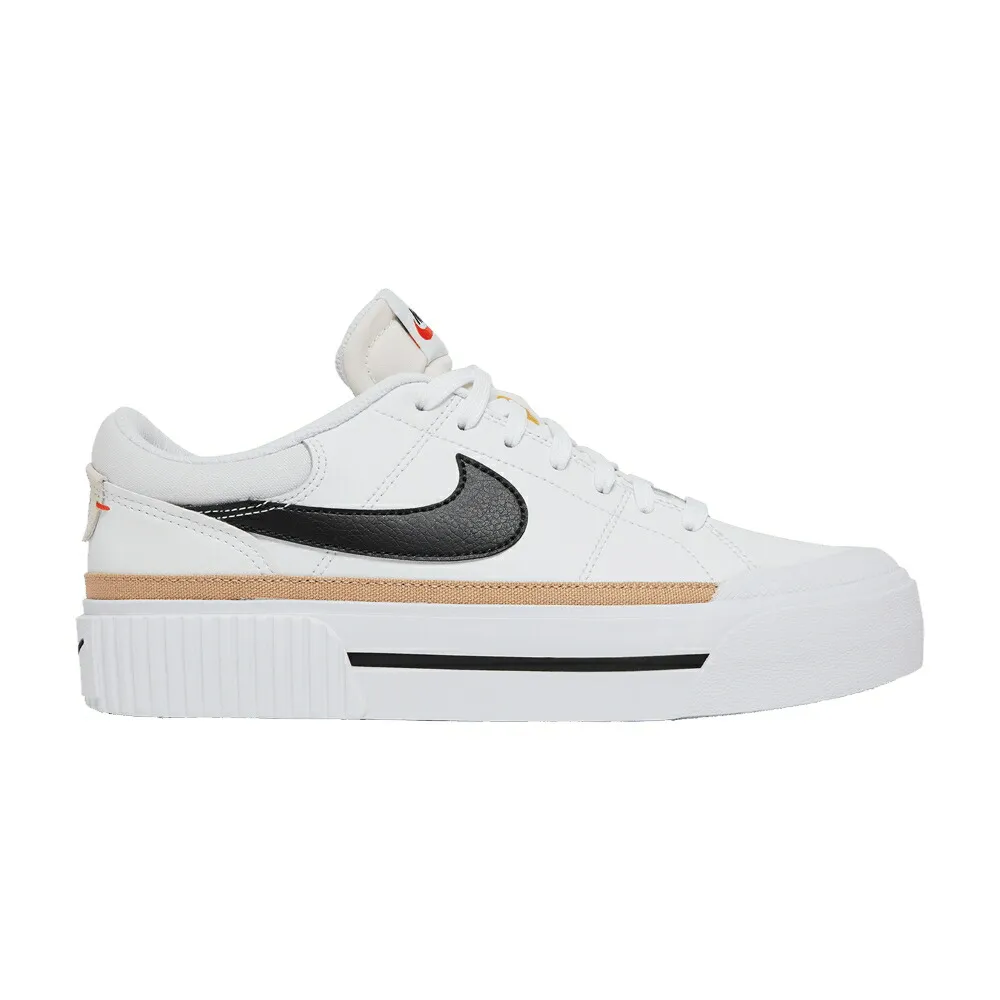 ナイキ コート レガシー 白色 ホワイト チーム 橙 オレンジ 黒色 ブラック WHITE HEMP スニーカー レディース NIKE WMNS COURT LEGACY LIFT / WHITE HEMP TEAM ORANGE BLACK