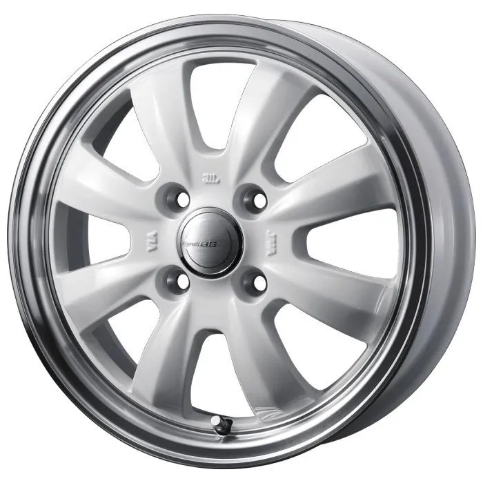 BRIDGESTONE NEWNO 185/65R15 88S GYRAFT 8S  WHITE/RIMPOLISH 15インチ 5.5J+42 4H-100 サマー 4本セット