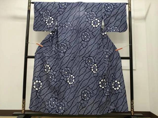 平和屋着物∴夏物 浴衣 有松鳴海絞り 草花文 綿 逸品 CAAW5025dy