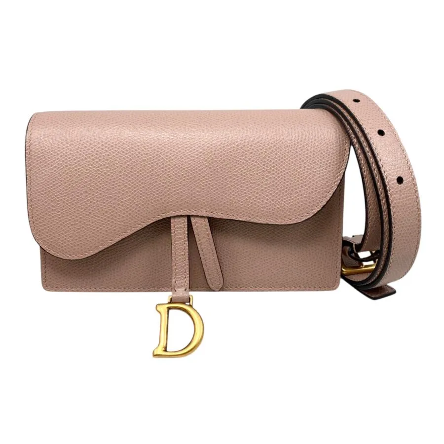 クリスチャンディオール ウエストバッグ サドルベルトポーチ S5619CWVG-50PU ロゴ ピンクベージュ ゴールド金具 CHRISTIAN DIOR