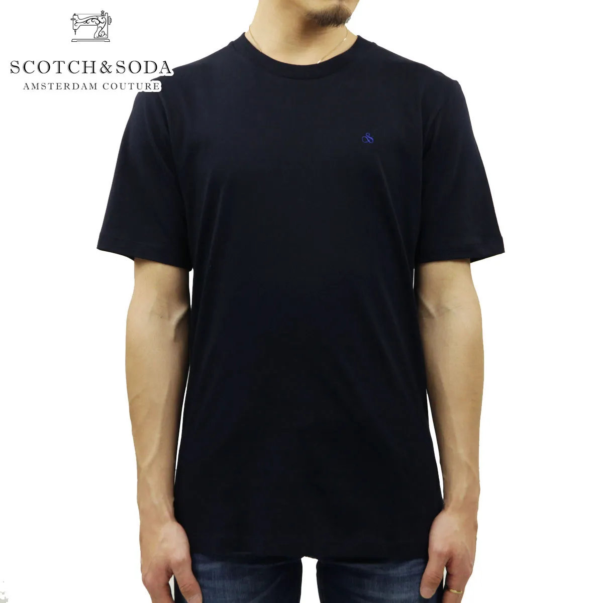 スコッチアンドソーダ Tシャツ メンズ 正規販売店 SCOTCH＆SODA 半袖Tシャツ クルーネック コットン BASIC ORGANIC COTTON CREW NECK TEE T-SHIRT 165319 0002 54450 78 NIGHT