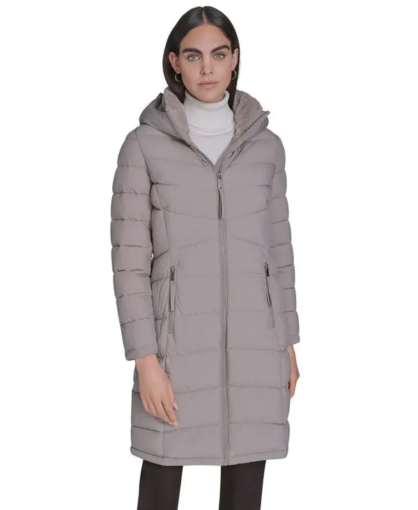 カルバンクライン レディース アウター ジャケット・ブルゾン コート Calvin Klein Women Hooded Puffer Coat Wheat