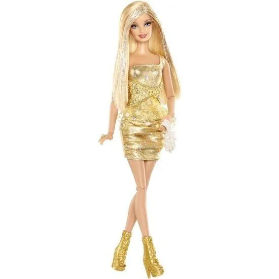 Barbie バービーファッショニスタバービーファッション人形、ゴールドドレス