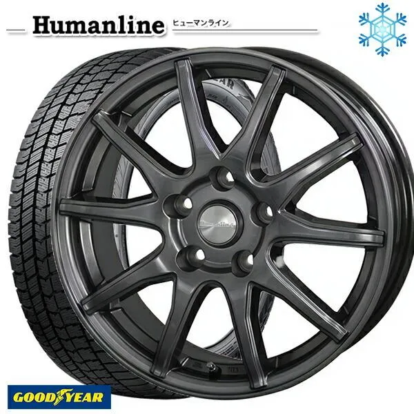 195/60R16インチ グッドイヤー アイスナビ8 ICE NAVI8 5H100 スタッドレスタイヤホイールセット ヒューマンライン S15