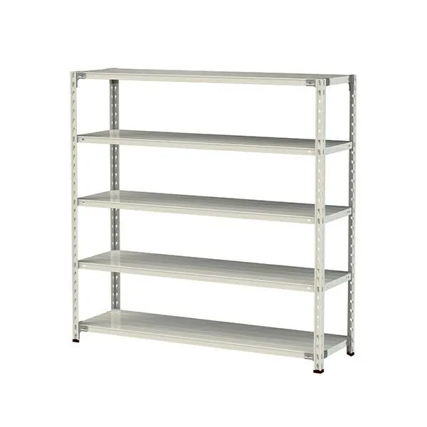 ●u.ヤマキン/山金工業【1.5S5545-5W】ボルトレス軽中量ラック(150kg/段) 5段 間口1500mm ホワイトグレー 組立式