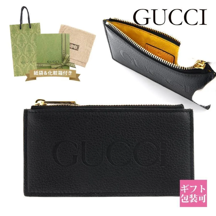 グッチ メンズ カードケース GUCCI ロゴ ジップカードケース ブラック 725550 0AAAZ 1245 クレジットカードケース カード収納