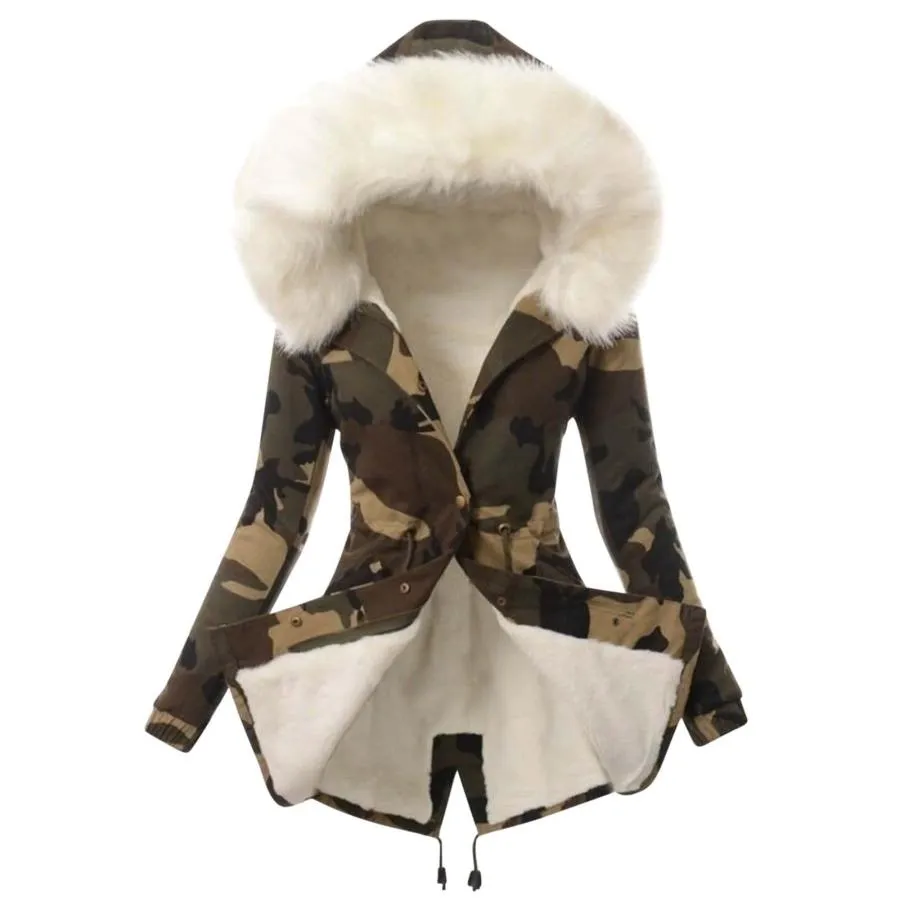 【並行輸入品】Hinvhai Womens Winter Coats Faux Fur Lined Thicken Parka Jackets
