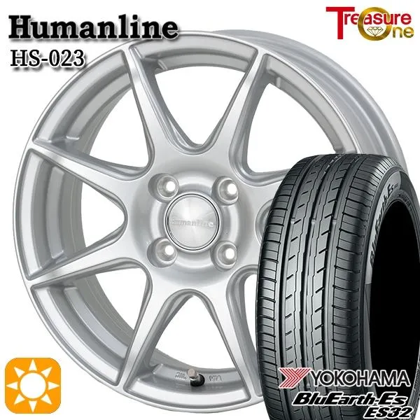 サマータイヤ ホイール4本セット 165/55R14インチ 4H100 ヒューマンライン HS023 SI DG ヨコハマ ブルーアース ES32