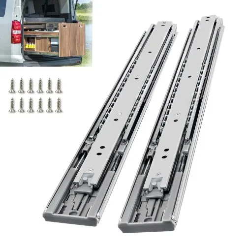 VITERLYNX スライドレール ソフトクローズ 重量用 幅51mm 素材1.8mmの厚 耐荷重90 kg サイズ508mm 完全延長式 3段フル伸縮 引き出しレール DIY/工業用 キャビネット/車両改造対応 棚 レール