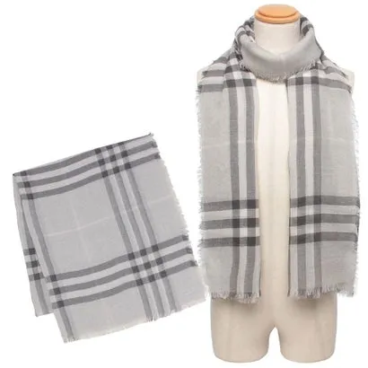 バーバリー BURBERRY スカーフ ワイドチェック グレー ホワイト メンズ レディース ユニセックス BURBERRY 8113525 C3382 （MITTEN）