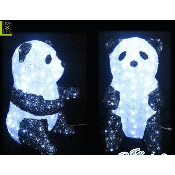 L3D363【イルミネーション】LED クリスタル パンダ【ぱんだ】【動物】【アニマル】【置物】【ガーデン】【3Ｄ】【装飾】【飾り】【アート】【輝き】