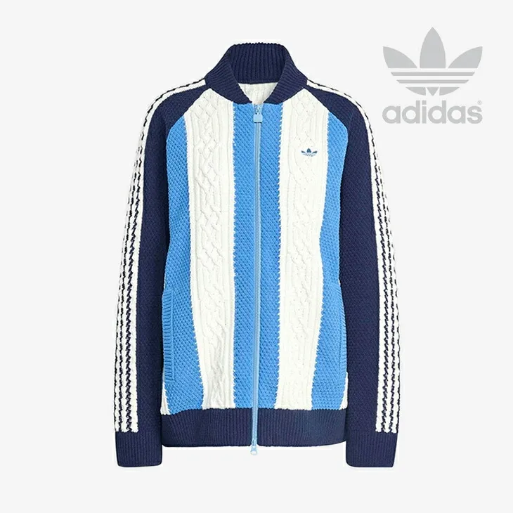：ADIDAS Originals｜W Archive Cut Line Knit Track Top Stripe/ アディダス/アーカイブ カット ライン ニット トラック トップ ストライプ/ナイトインディゴｘアッシュグレー #