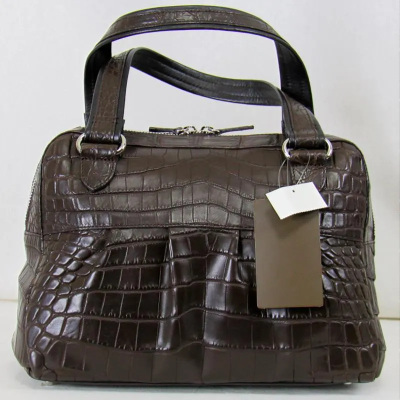 crocodile　 クロコダイルバッグ　 ハンドバッグ　 マット 加工　リアルレザー