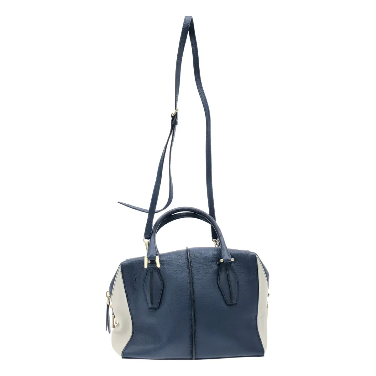 TOD’S トッズ D-CUBE バイカラーレザーショルダーバッグ  ネイビー  【中古】 ITMX3RIXEO34