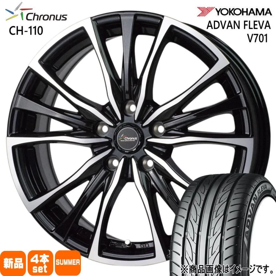 215/40R18 89W XL ヨコハマ ADVAN FLEVA V701 夏用 サマータイヤ Chronus CH-110 カローラルミオン ブレイド  18インチ
