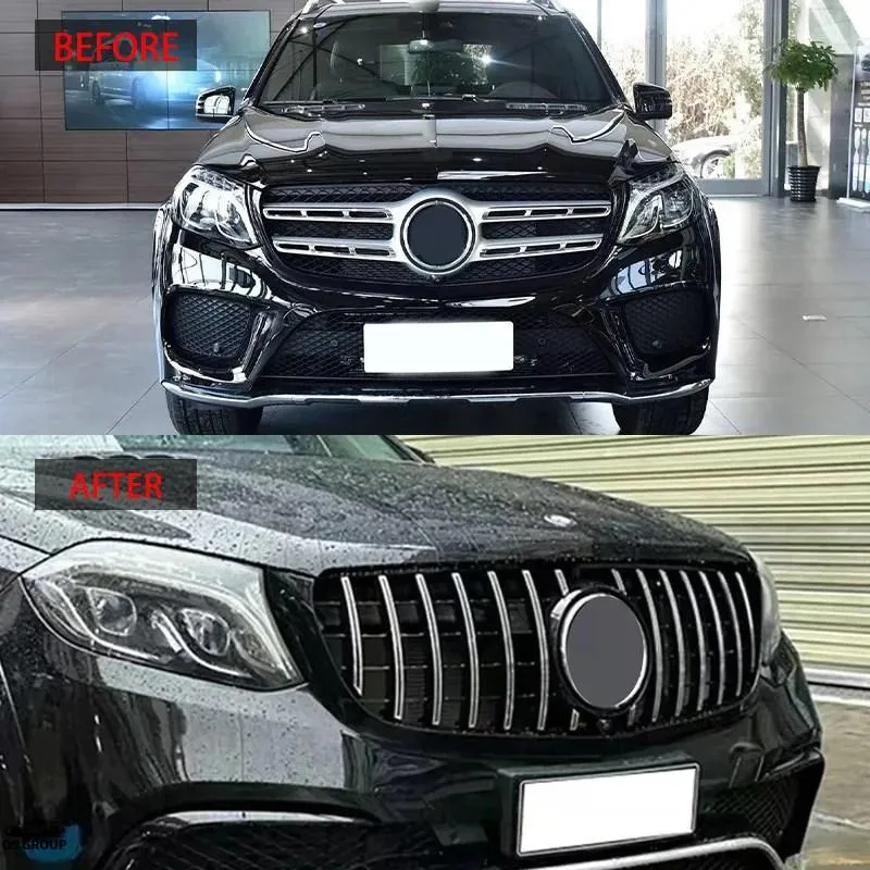 【並行輸入品】 つやあり ブラック ラジエーター グリル 2016年-2019年 ベンツ GLS X166 レーシング グリル バンパー キット フード つやあり ブラック カスタ