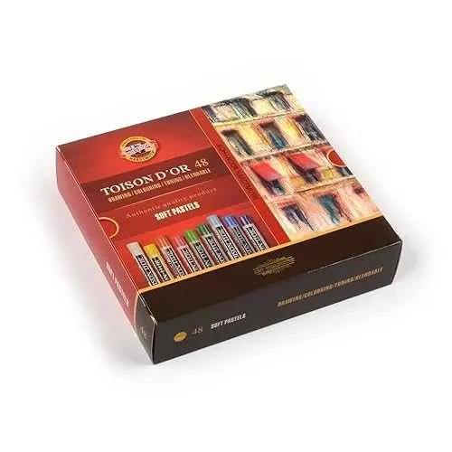 KOH-I-NOOR TOISON DOR 8516 Artist Soft Pastels in Cardboard Packaging (Pack of 48)