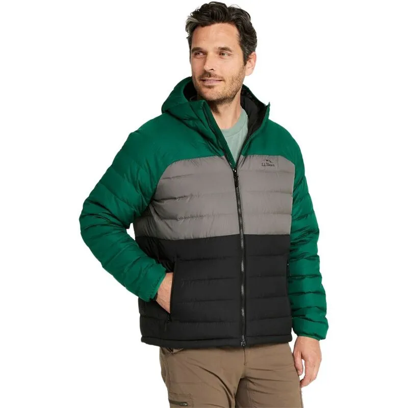 エルエルビーン メンズ アウター ジャケット・ブルゾン フーデッドジャケット カラーブロック ダウン ジャケット L.L.Bean Bean Colorblock Down Hooded Jacket - Men Emerald Spruce/Black ブラック