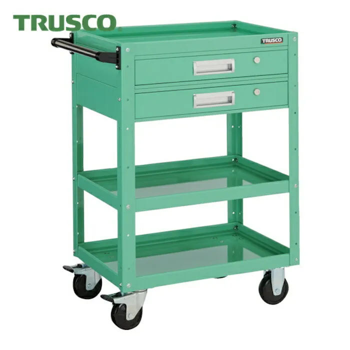 トラスコ TRUSCO ツールワゴン イーグルワゴン 750×500 2段引出付 ウレタン4輪自在 ヤンググリーン (1台) EGW-973V2UJ-YG