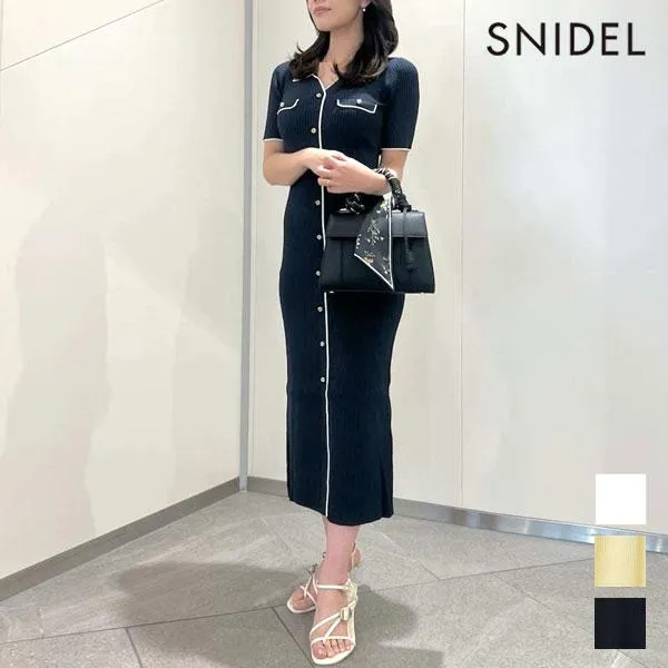 スナイデル SNIDEL ワンピース 26春夏 フロントボタンニットワンピース 半袖 マキシ丈 Iライン swno261158