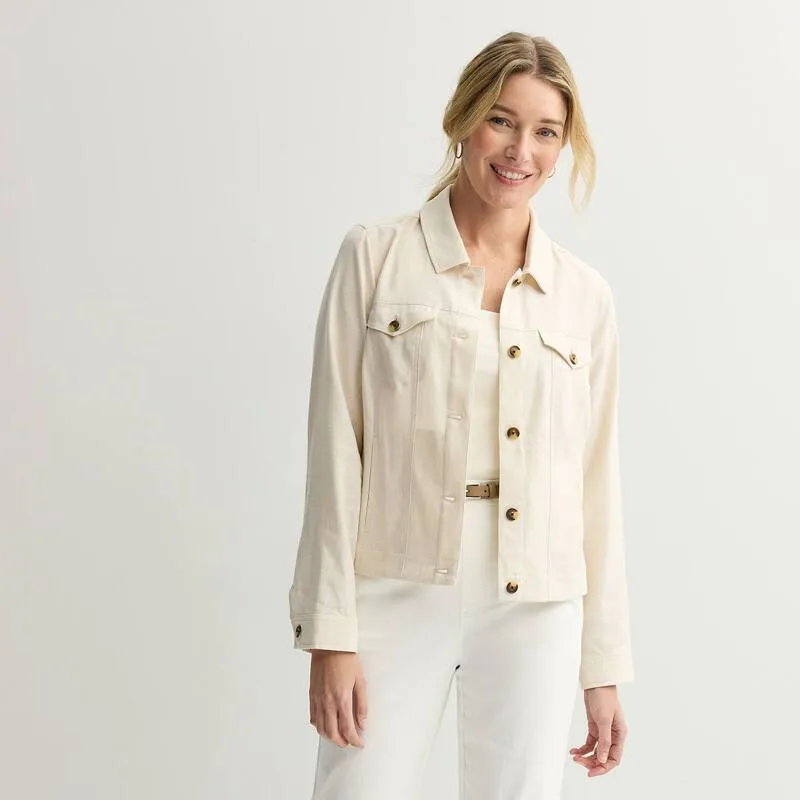 クロフト＆バロー レディース アウター ジャケット・ブルゾン リネン Women Croft \u0026 Barrow Linen-Like Jacket Beige Crossdye ベージュ