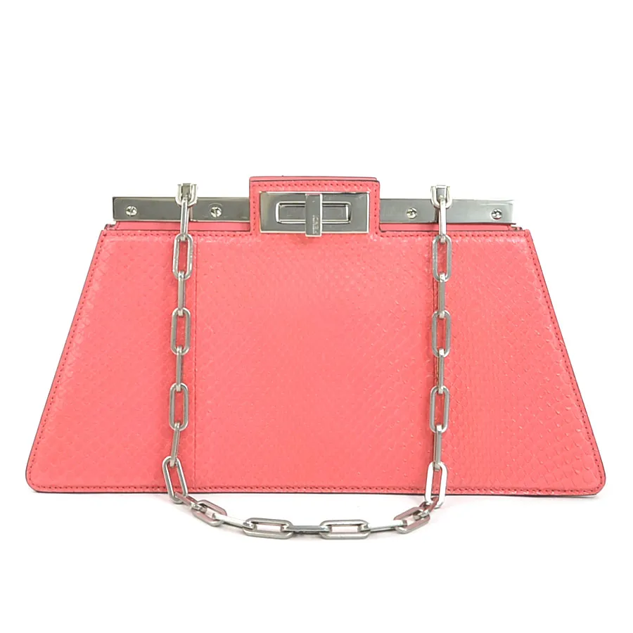 フェンディ FENDI ショルダーバッグ ピーカブー カット ミディアム パイソン ピンク レディース 8BN340-ANSI 送料無料【中古】 90215g