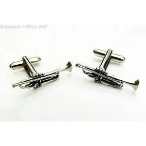 【送料無料】メンズアクセサリ― ピュータートランペットカフリンクスpewter bb trumpet cufflinks