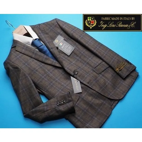 新品9.6万円 大手百貨店扱い 秋冬『Loro Piana ロロピアーナ ZELANDER 伊製生地』ウール100% サキソニー起毛 ジャケットA6茶(D) 3050270