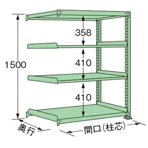 扶桑金属工業 中量ラック MM1512J04R 単連:連結タイプ 棚：4段(天板含む) [法人限定][送料別途お見積り]