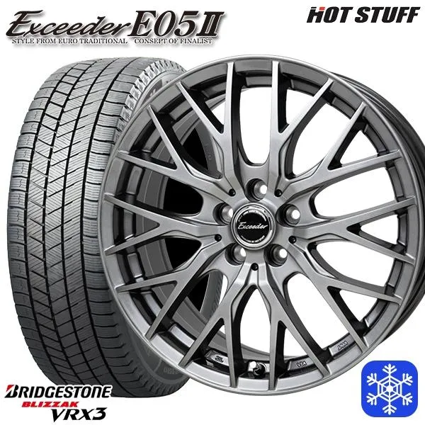 225/50R18インチ ブリヂストン ブリザック VRX3 5H114.3 スタッドレスタイヤホイール4本セット ホットスタッフ エクシーダー E05II