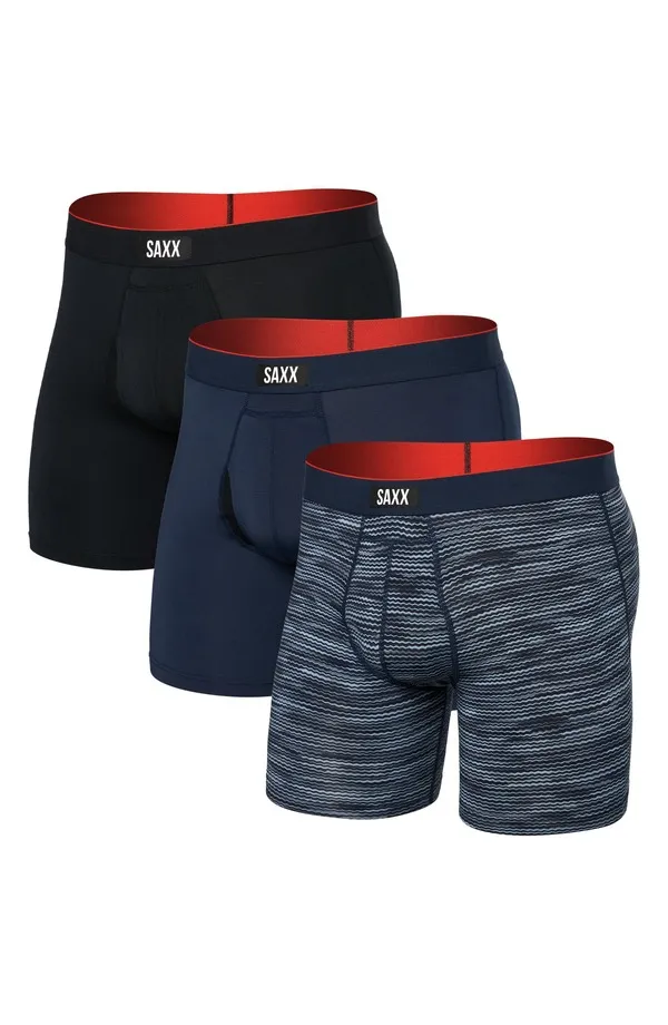 サックス メンズ アンダーウェア ボクサーパンツ メッシュ SAXX Assorted 3-Pack Multi-Sport Mesh Performance Boxer Briefs Wavelength/Navy/Black ブラック
